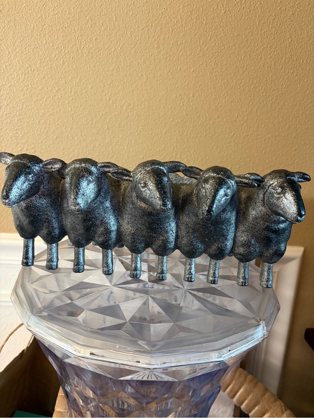 Creative Co-Op Resin Sheep in a Row Planter Distressed Iron Look 12 inches!